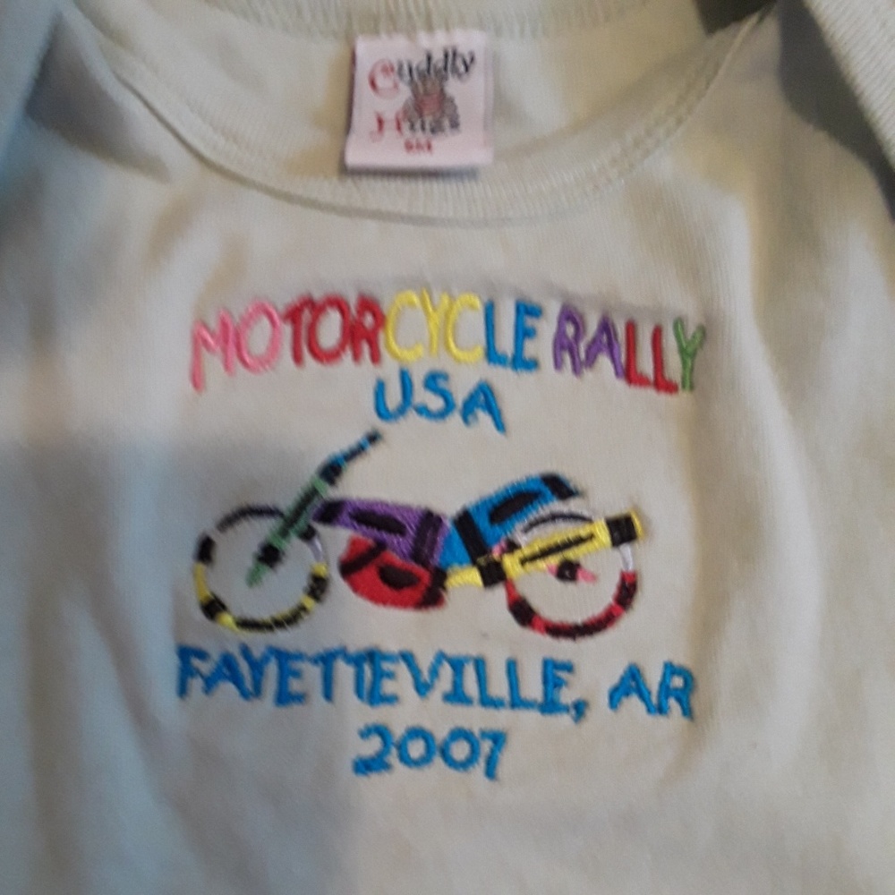 NWOT Infant 6m One Peice, Motorcycle Embroidered